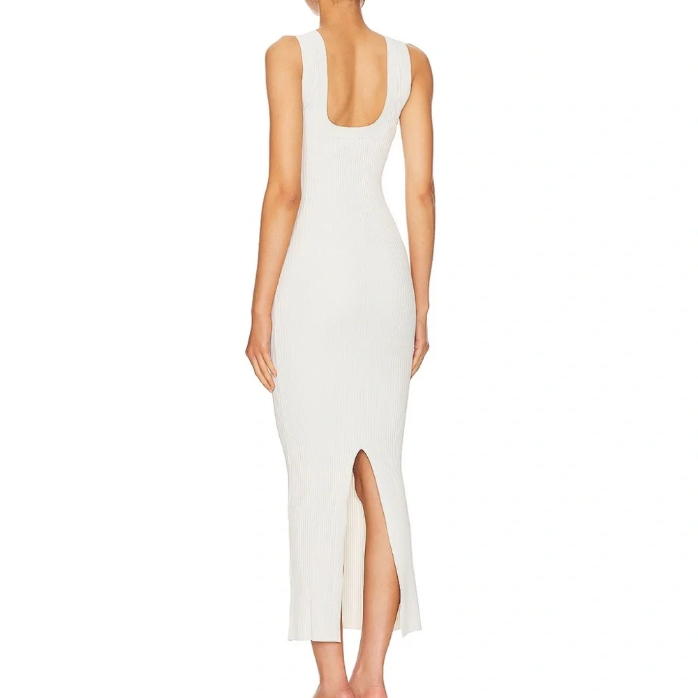Good American Shine Rib Off Scoop Back Midi Dress - Picture 2 of 3